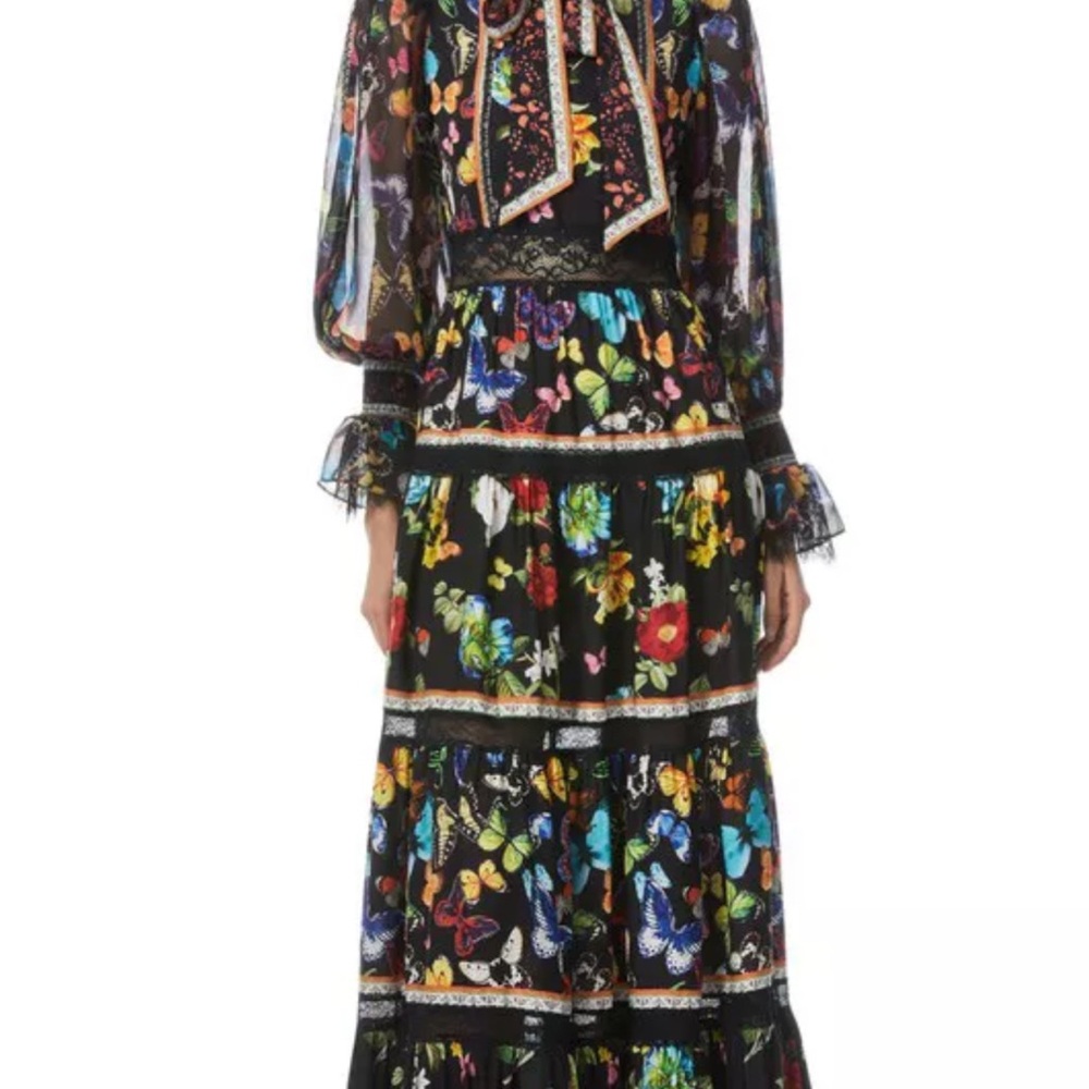 Alice + Olivia Multicolor Butterfly Maxi Dress